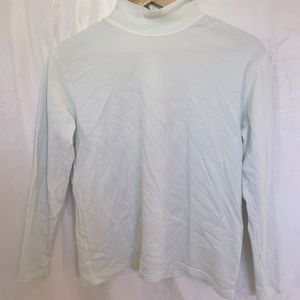 White Mock Neck Long Sleeve Shirt